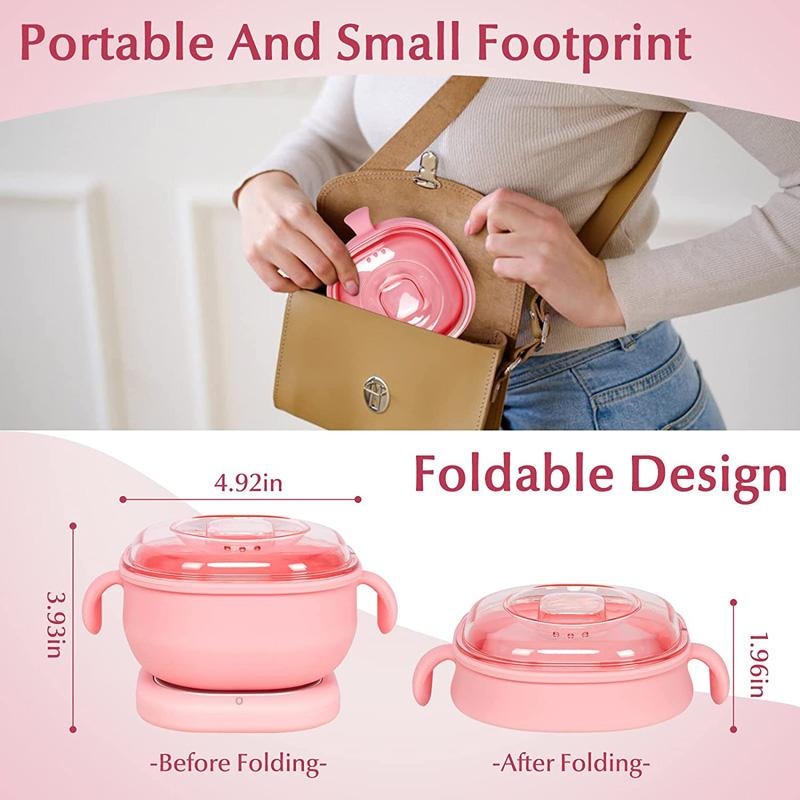 Portable Foldable 400ML Silicone Wax Warmer – Travel-Friendly Hair Removal Heater for Body & Spa Use |Random Color